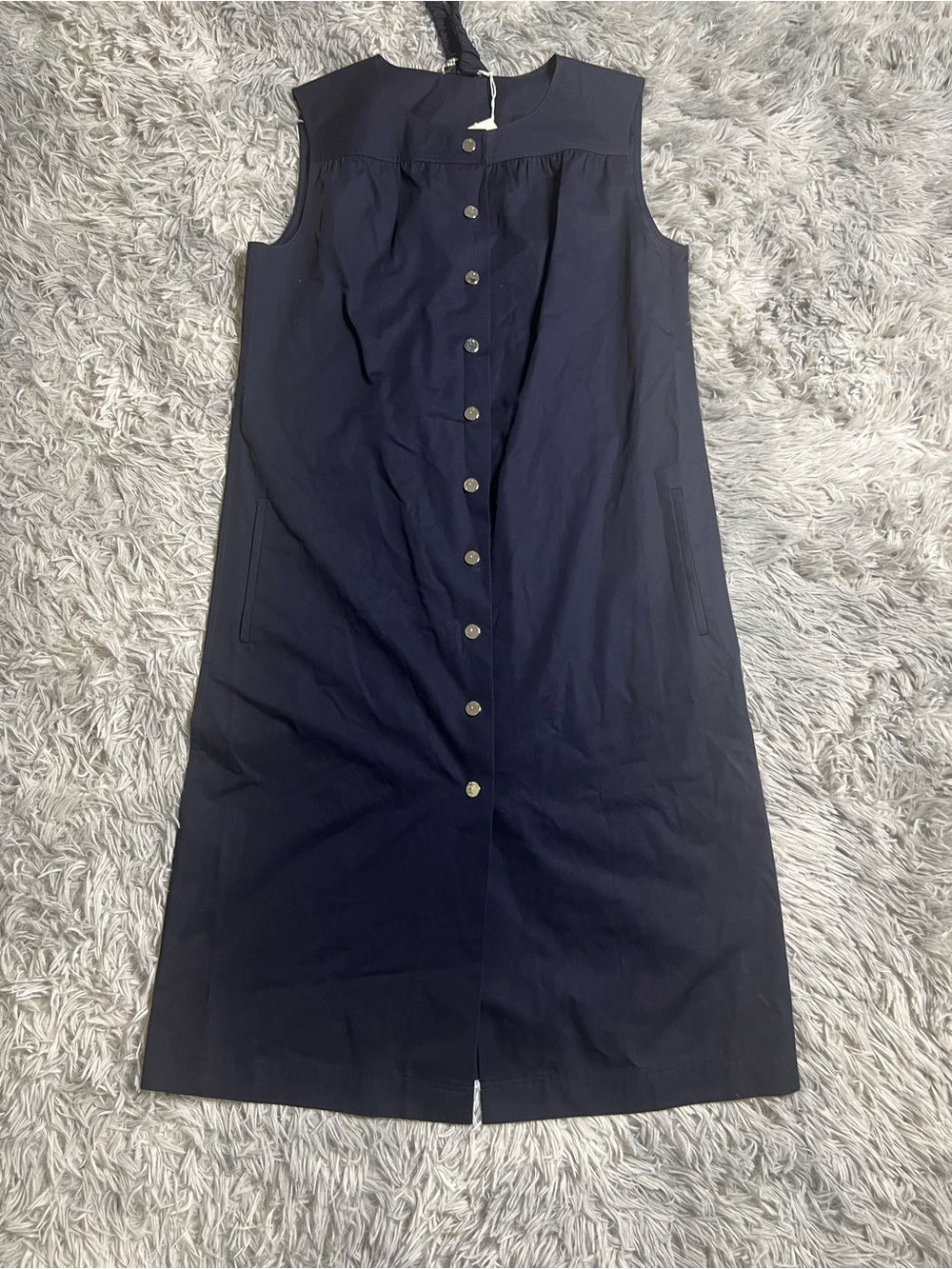 Tory Burch Sleeveless Button-Front Navy Dress in Size: 10 *Comes with Belt
